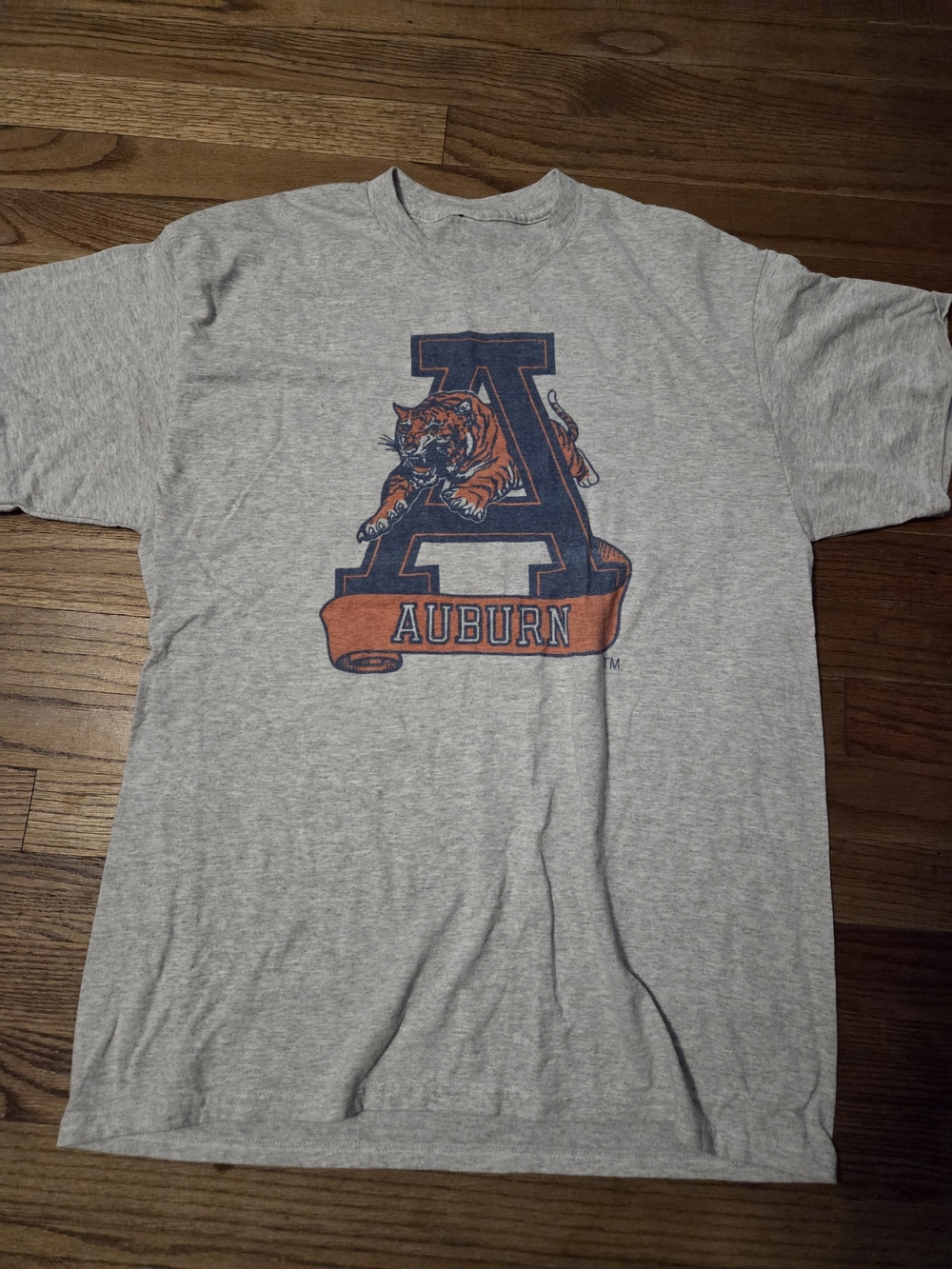 Gildan Grey Auburn Tiger Graphic Tee with Navy & Orange Logo